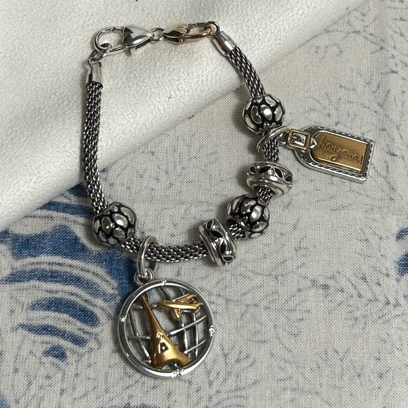 Brighton Beverly Glam Charm Bracelet 2 Travel Charms 5 Spacers Silver Plated - Picture 3 of 8